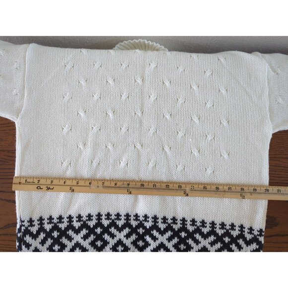 Vintage JOLIE‎ Nordic Sweater With Turtleneck & Black Geometric Pattern sz M / L - Picture 9 of 16
